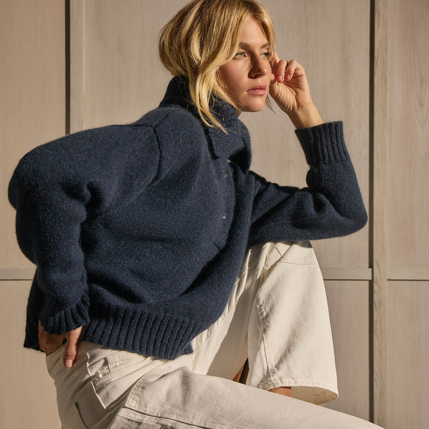 Funnel Neck Sweater - Navy