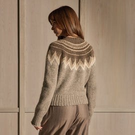 Fair Isle Crew Neck Sweater - Grey Brown Fair Isle | James Perse Los Angeles