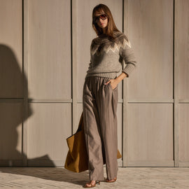 Fair Isle Crew Neck Sweater - Grey Brown Fair Isle | James Perse Los Angeles