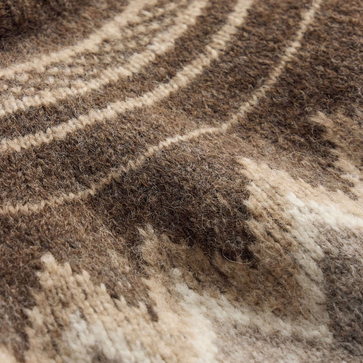 Fair Isle Crew Neck Sweater - Grey Brown Fair Isle
