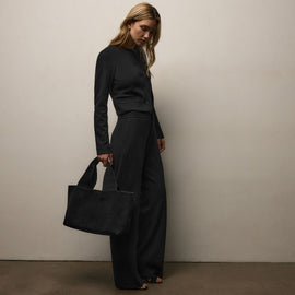 Brushed Cotton Blend Knit Trouser in Black | James Perse Los Angeles