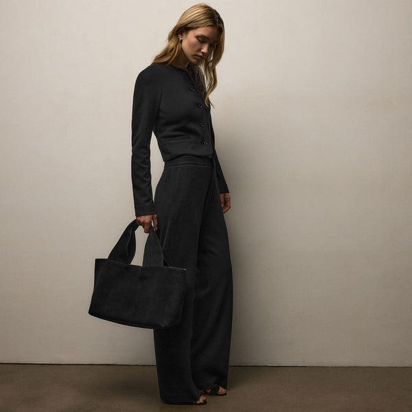 Brushed Cotton Blend Knit Trouser in Black | James Perse Los Angeles