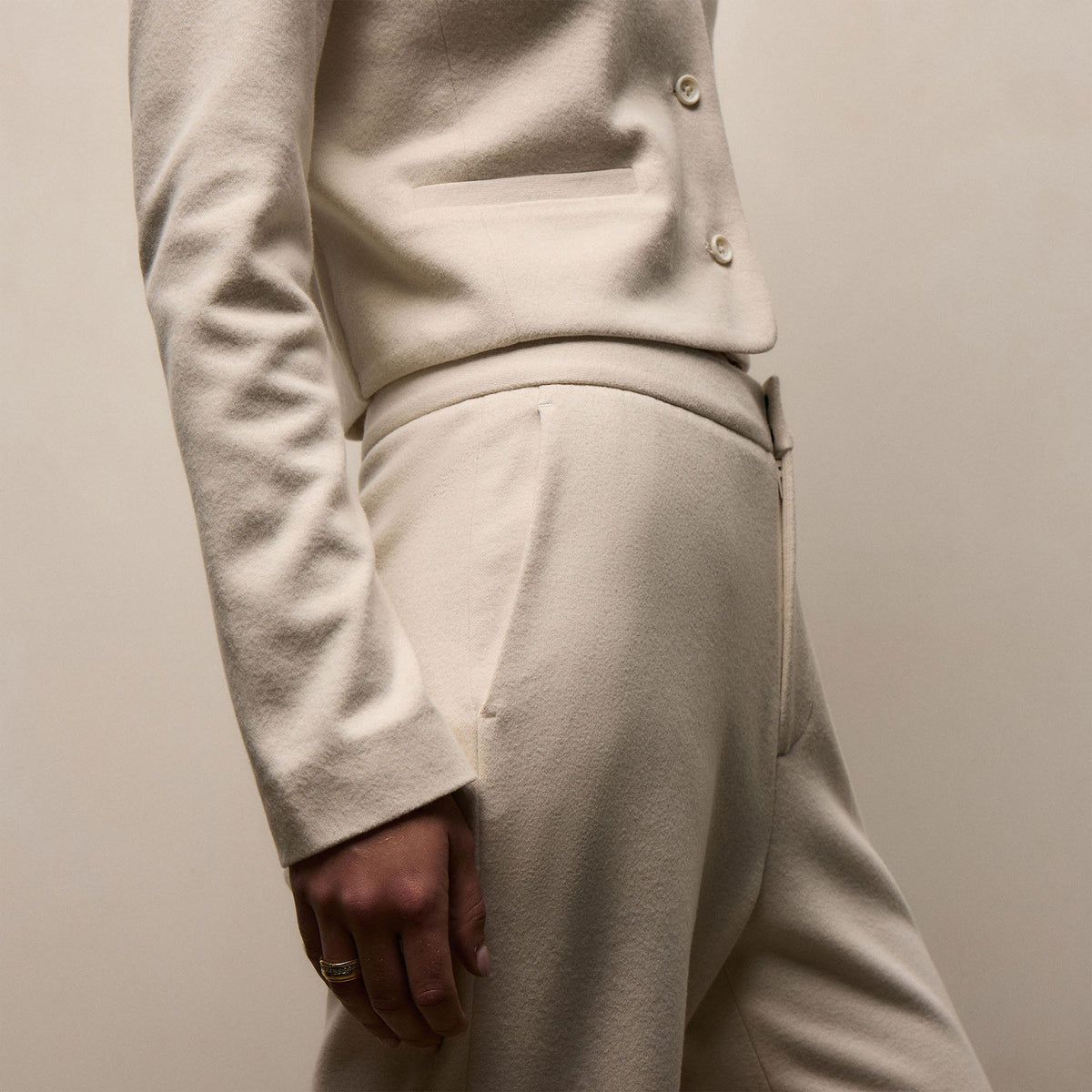Brushed Cotton Blend Knit Trouser in Ivory | James Perse Los Angeles
