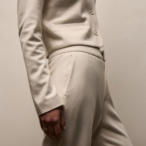 Brushed Cotton Blend Knit Trouser in Ivory | James Perse Los Angeles