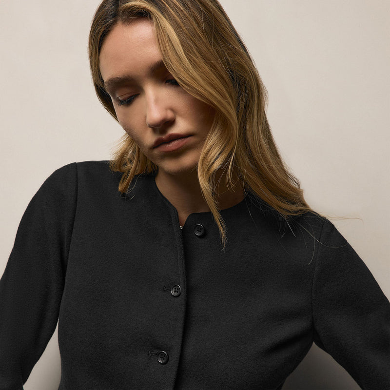 Brushed Cotton Blend Knit Jacket in Black | James Perse Los Angeles