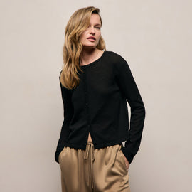 Fine Knit Cardigan in Black | James Perse Los Angeles