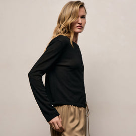 Fine Knit Cardigan in Black | James Perse Los Angeles