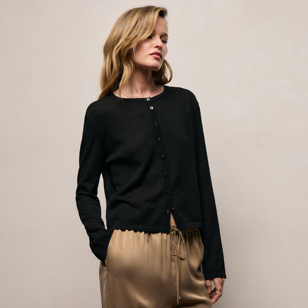 Fine Knit Cardigan in Black | James Perse Los Angeles