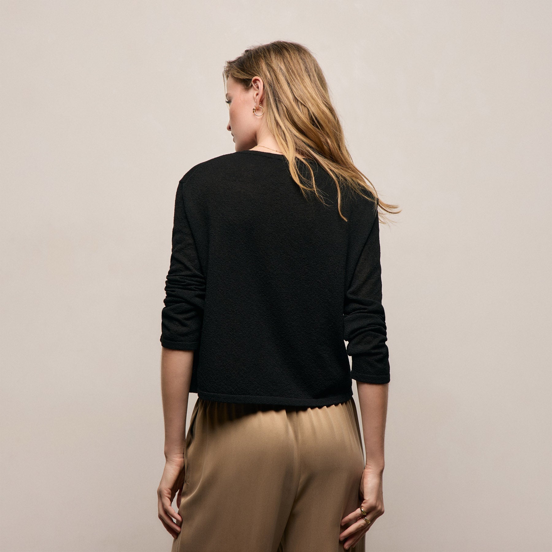 Fine Knit Cardigan in Black | James Perse Los Angeles