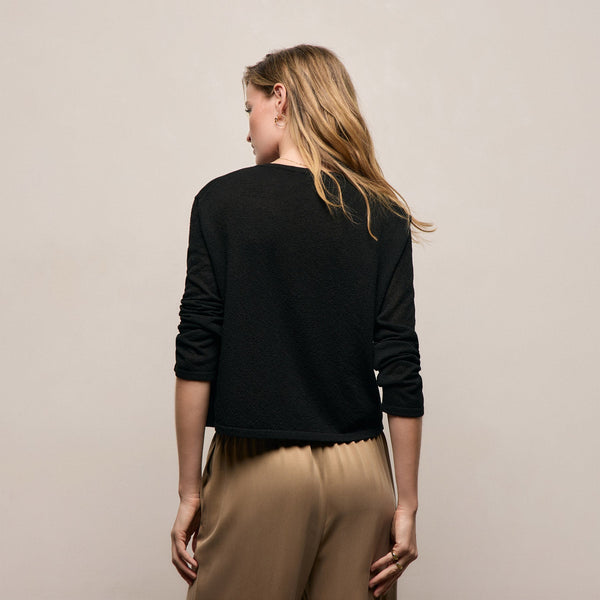 Fine Knit Cardigan in Black | James Perse Los Angeles