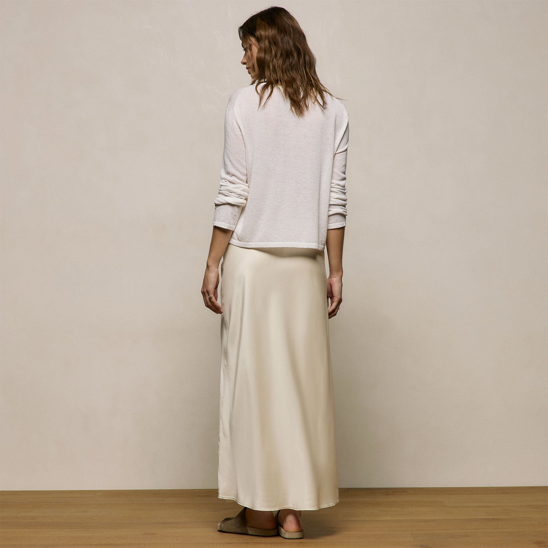 Silk Charmeuse Drawstring Skirt in Ivory | James Perse Los Angeles