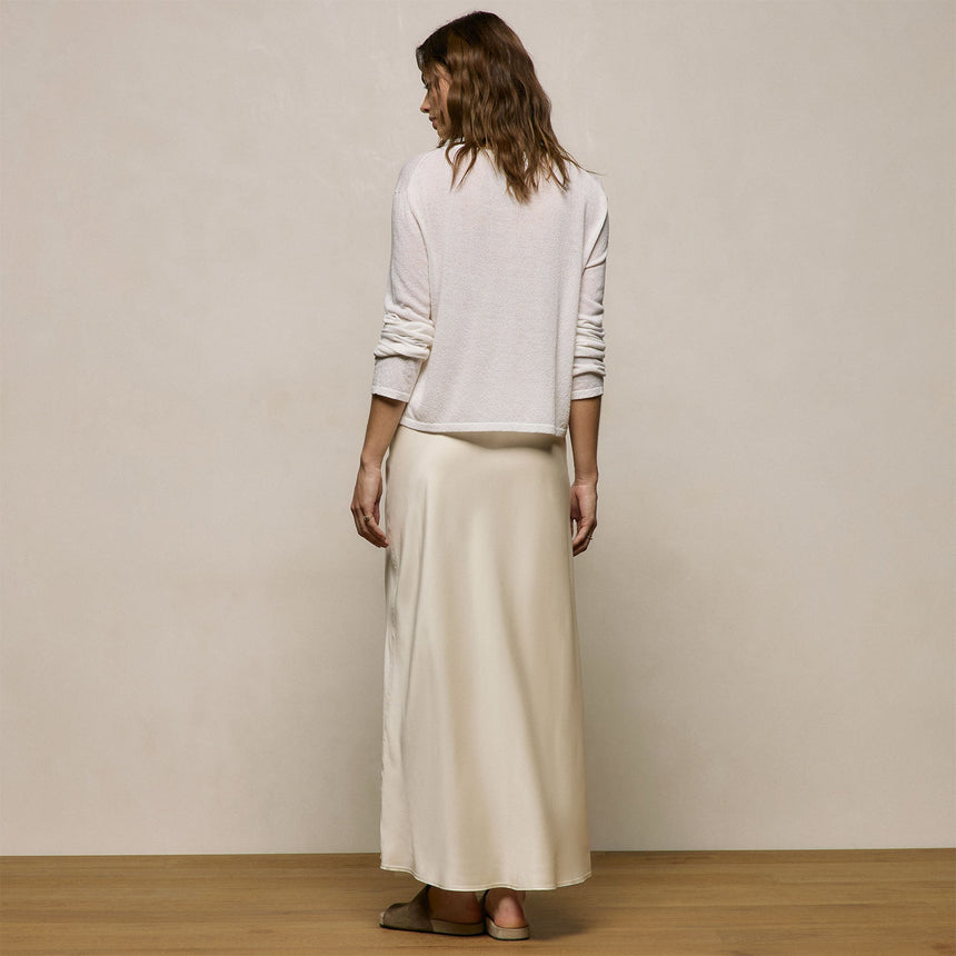 Silk Charmeuse Drawstring Skirt in Ivory | James Perse Los Angeles