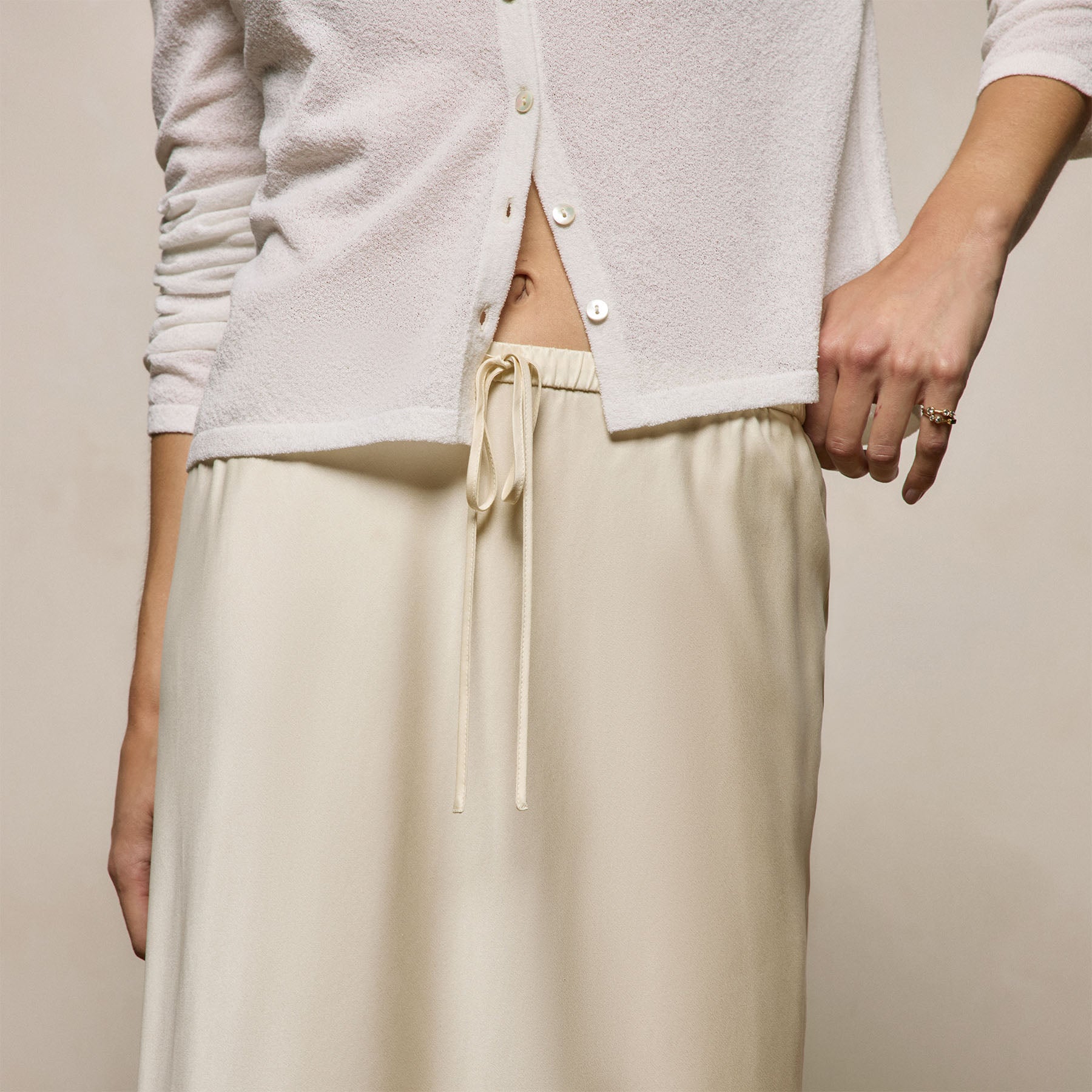 Fine Knit Cardigan in White | James Perse Los Angeles