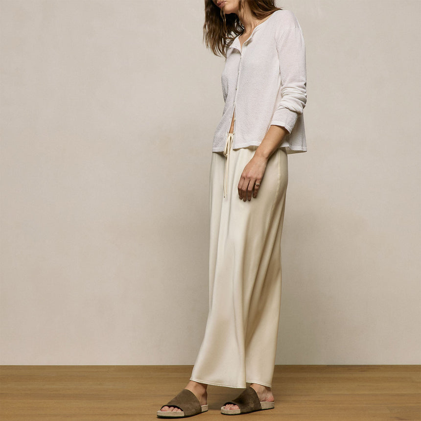 Silk Charmeuse Drawstring Skirt in Ivory | James Perse Los Angeles