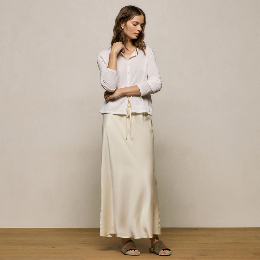 Fine Knit Cardigan in White | James Perse Los Angeles