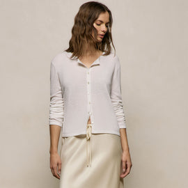 Fine Knit Cardigan in White | James Perse Los Angeles