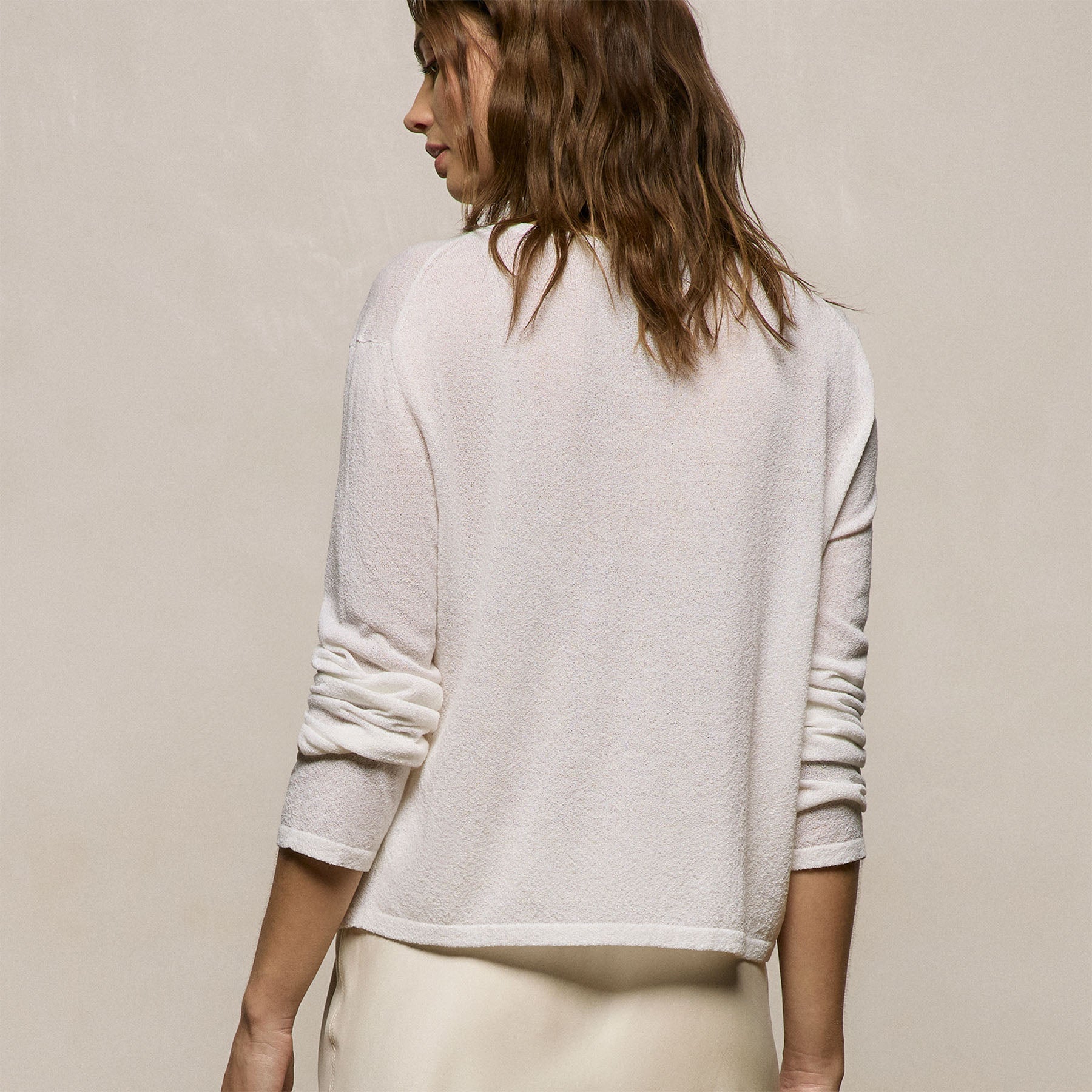 Fine Knit Cardigan in White | James Perse Los Angeles
