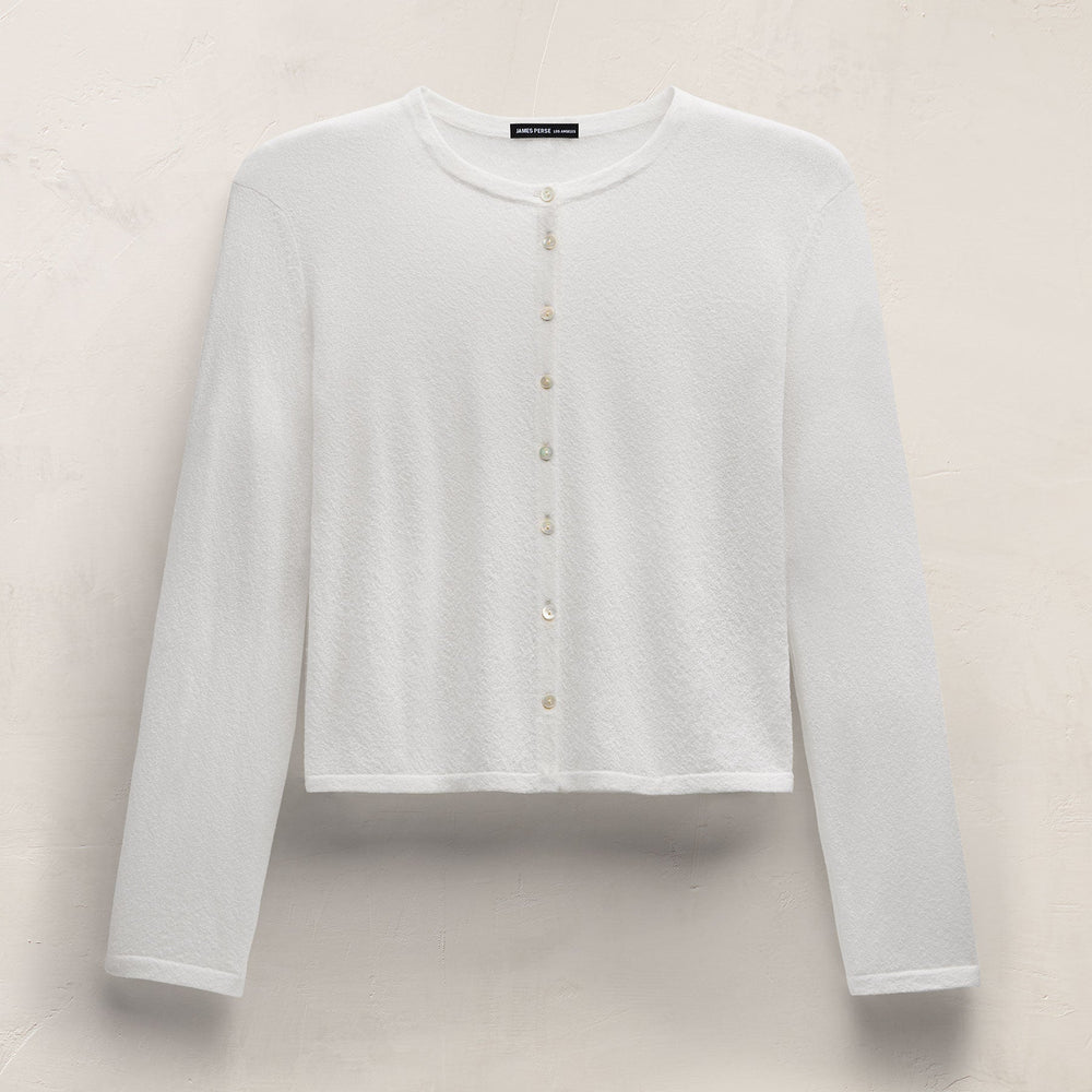 Fine Knit Cardigan in White | James Perse Los Angeles