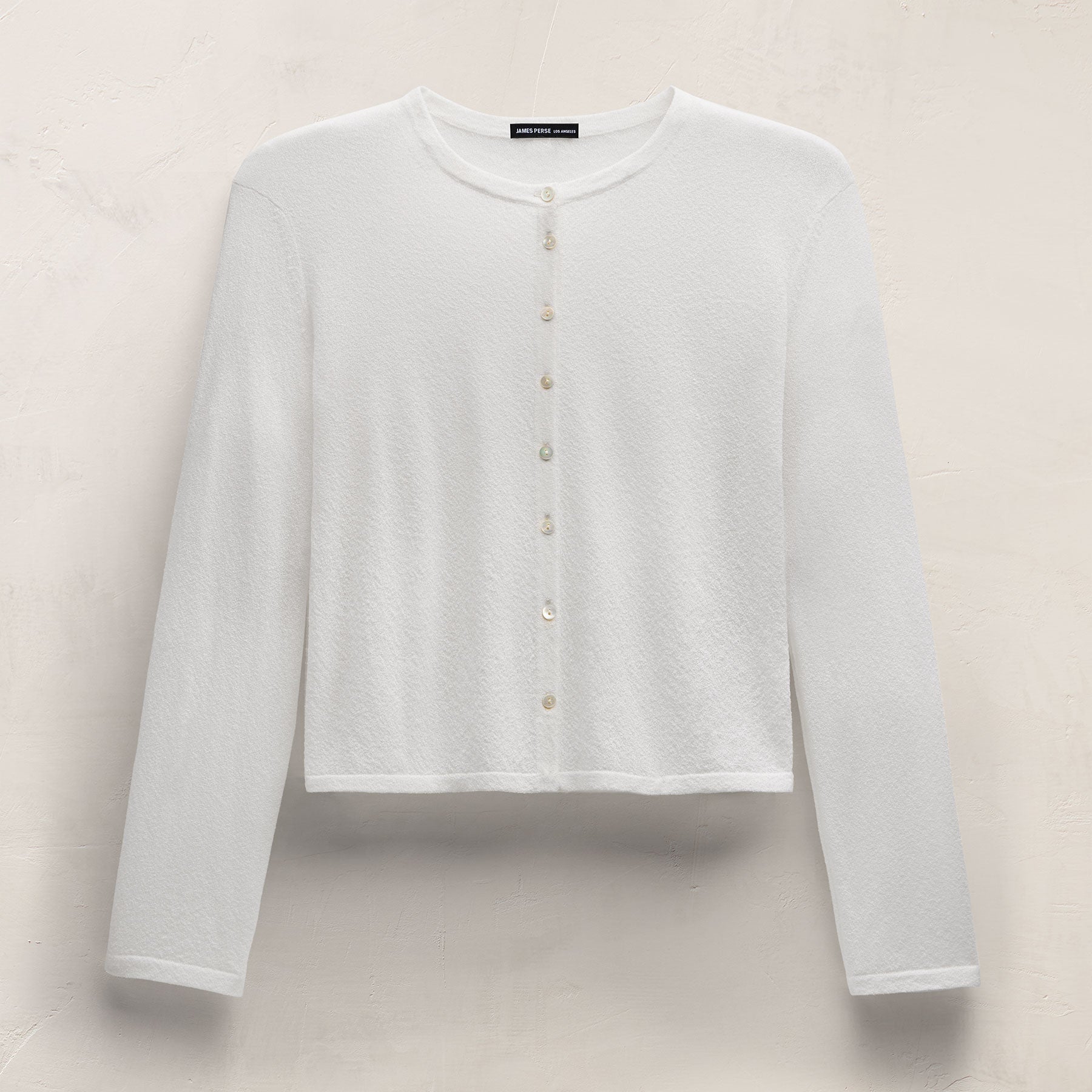 Fine Knit Cardigan in White | James Perse Los Angeles