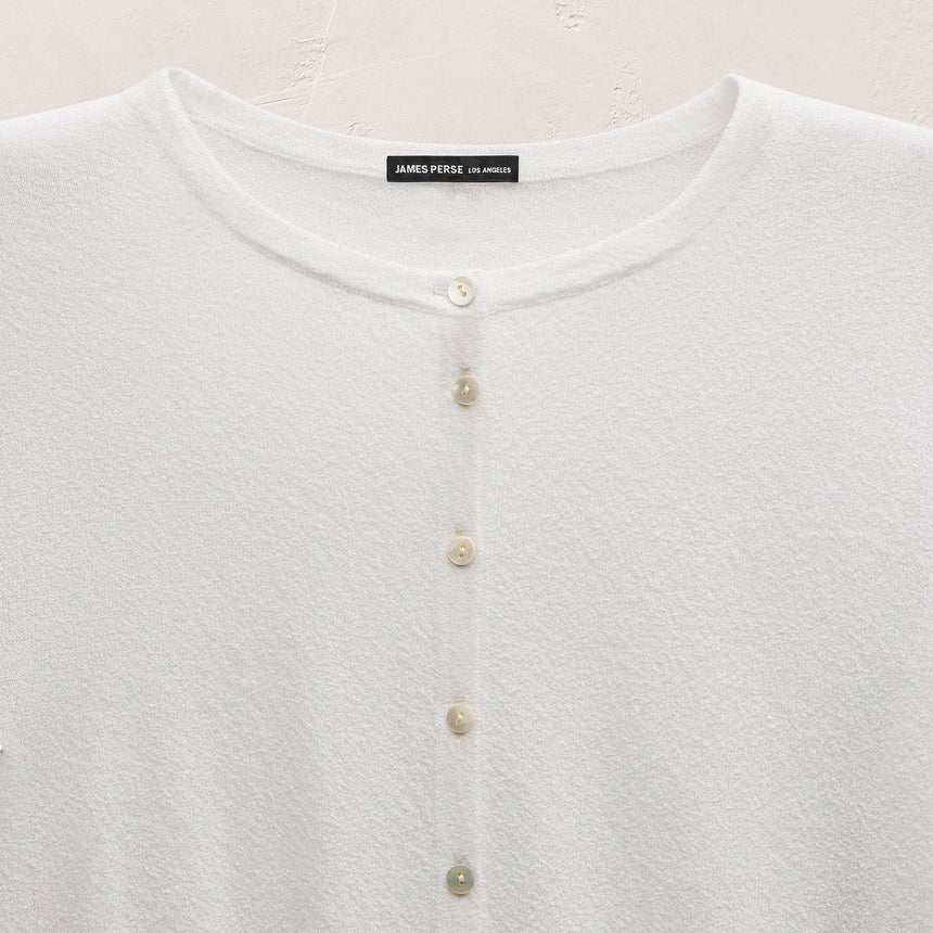 Fine Knit Cardigan in White | James Perse Los Angeles