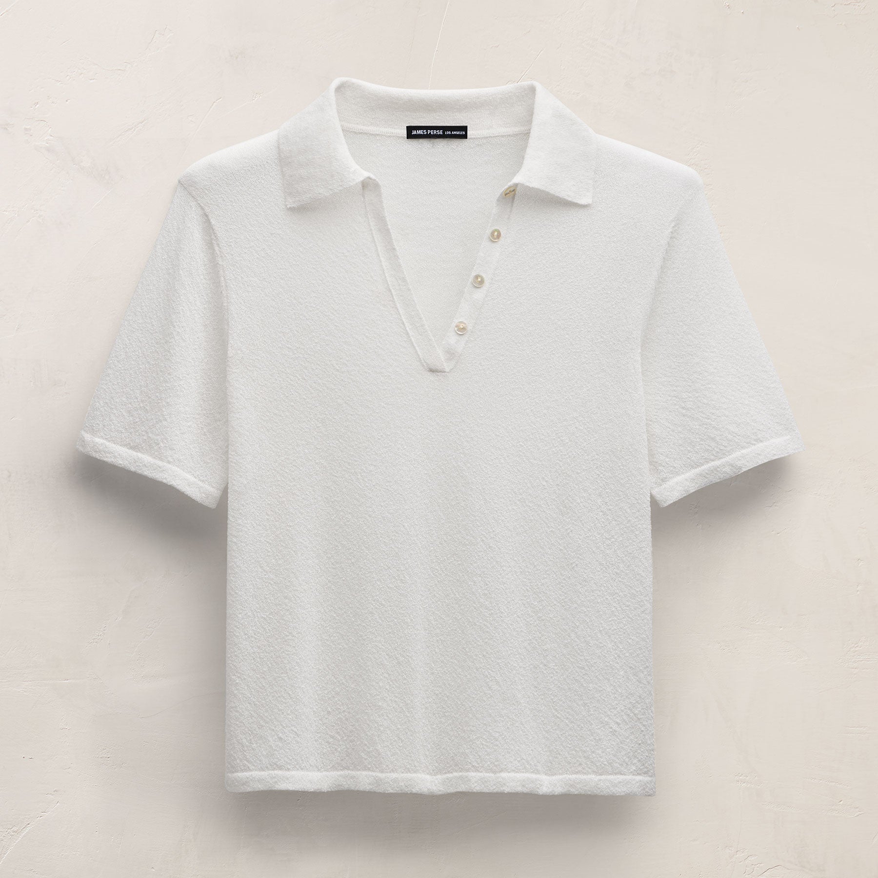 Fine Knit Short Sleeve Polo in White | James Perse Los Angeles