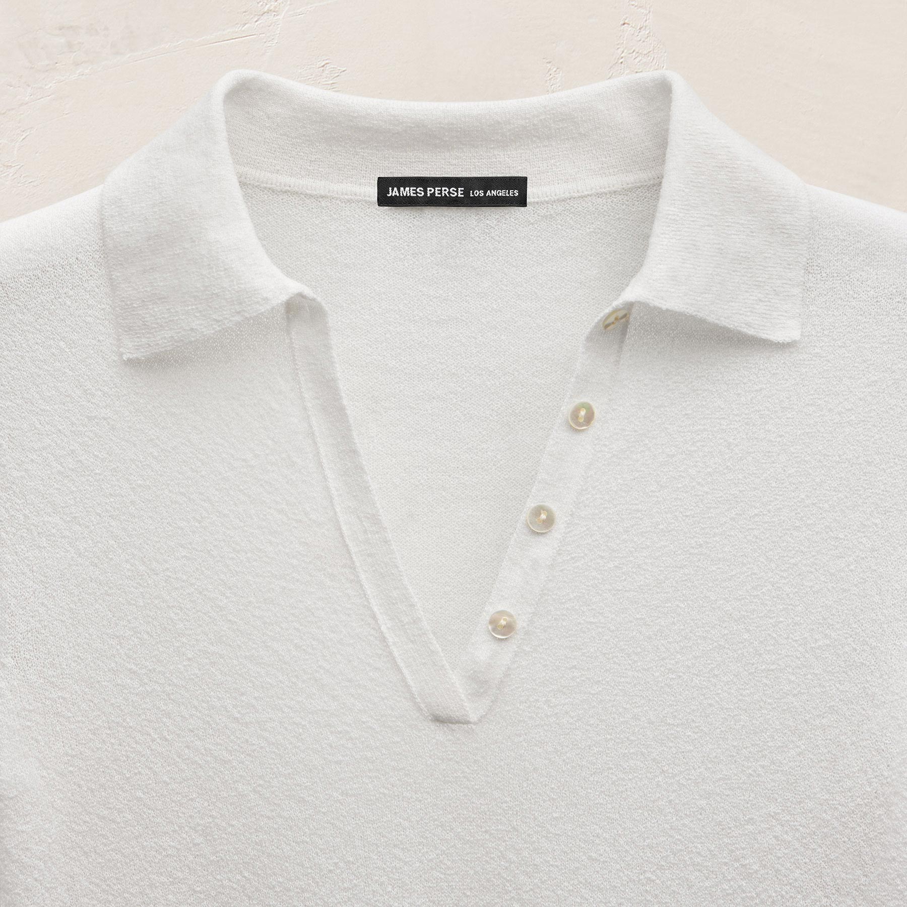 Fine Knit Short Sleeve Polo in White | James Perse Los Angeles