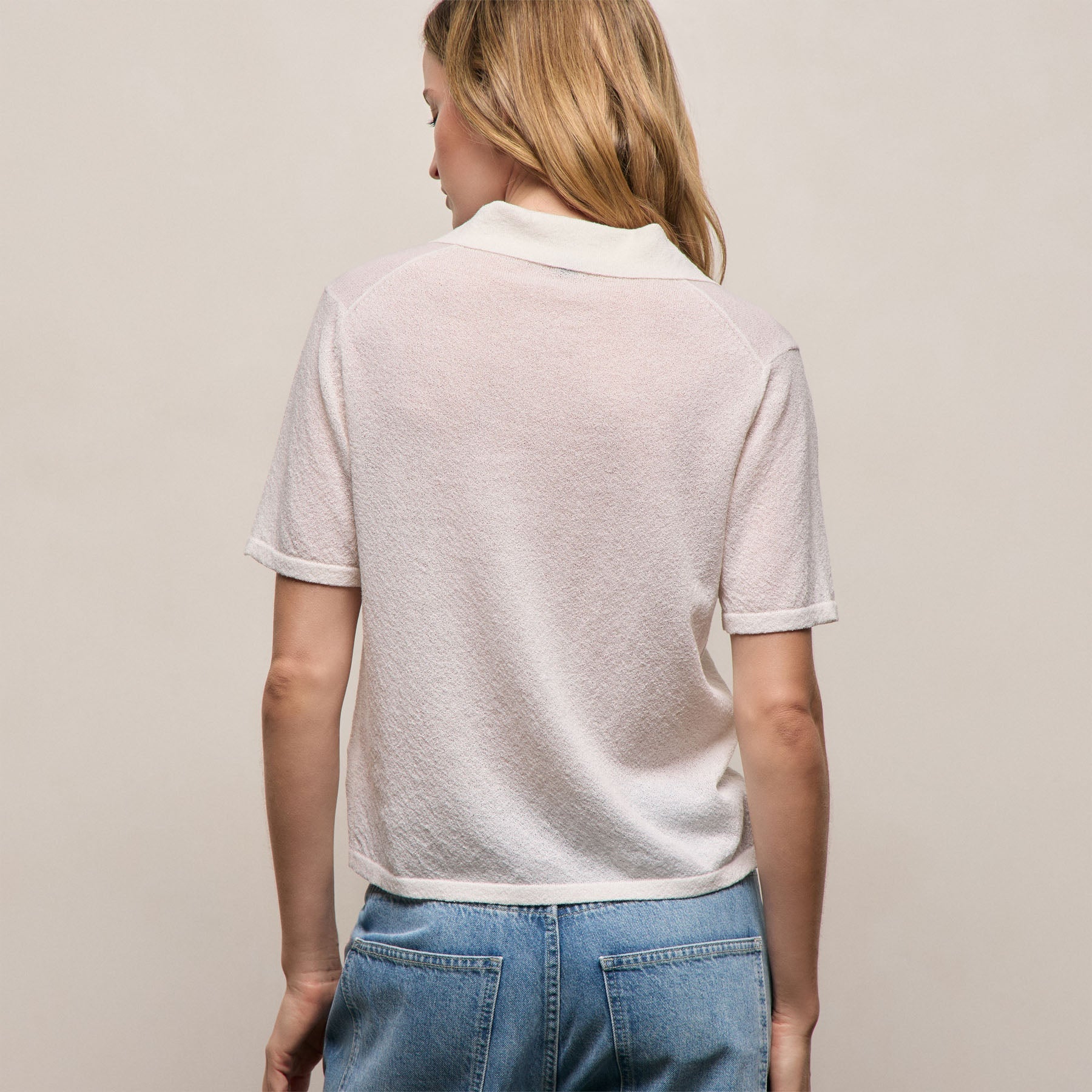 Fine Knit Short Sleeve Polo in White | James Perse Los Angeles