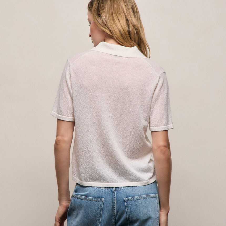 Fine Knit Short Sleeve Polo in White | James Perse Los Angeles