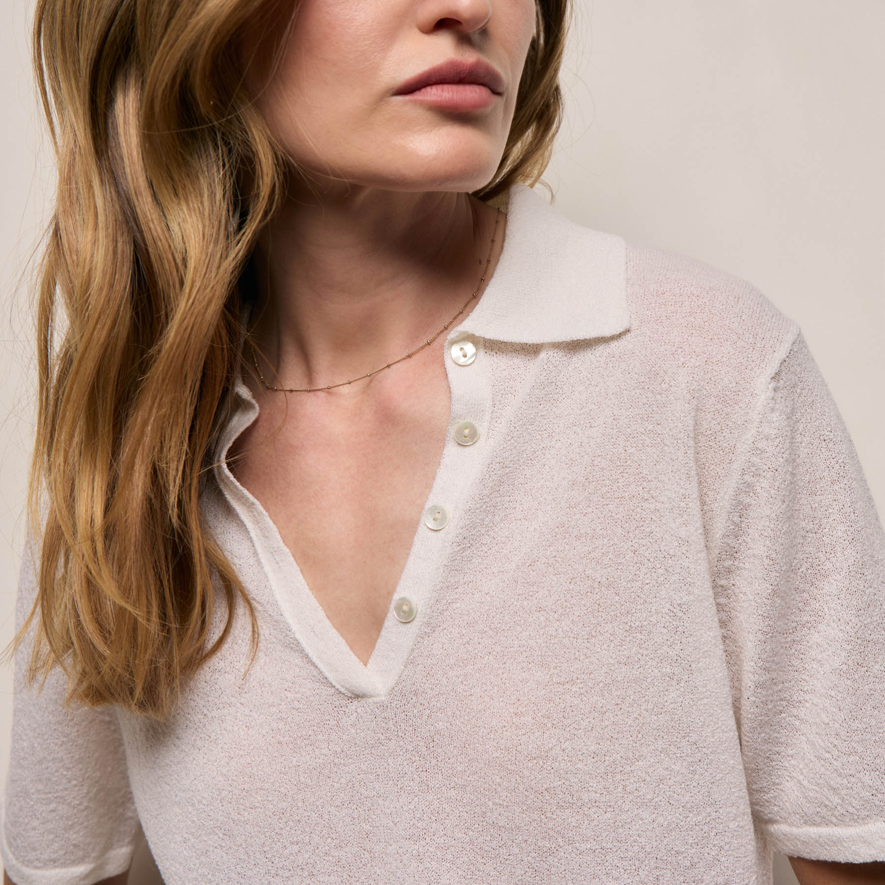 Fine Knit Short Sleeve Polo in White | James Perse Los Angeles