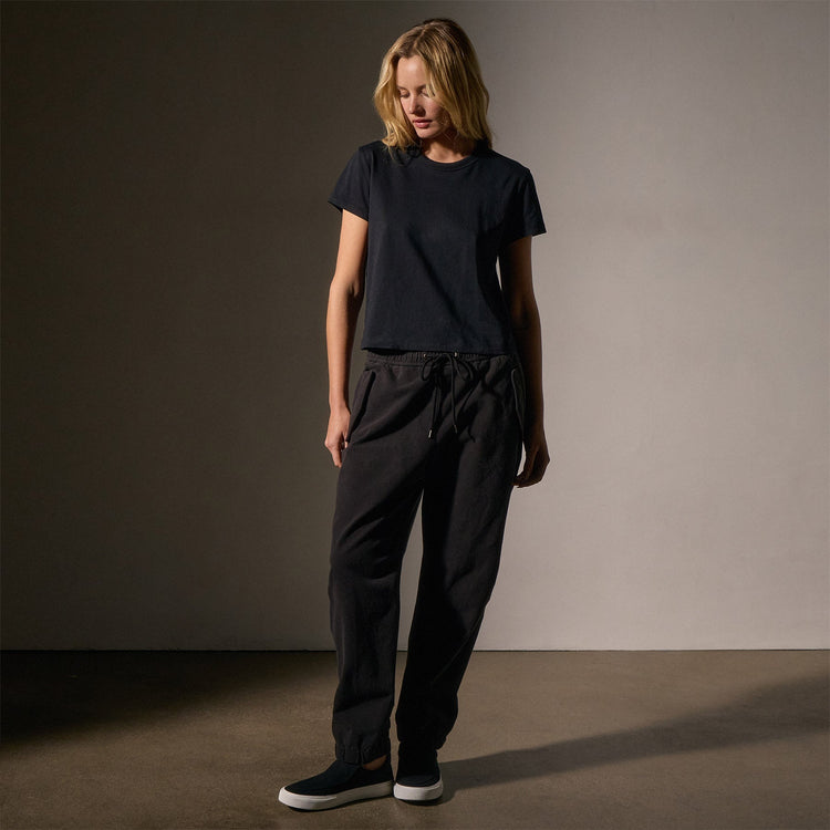 Brushed Elevated Jersey Short Sleeve Tee in Black | James Perse Los Angeles