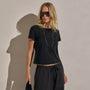 Brushed Elevated Jersey Short Sleeve Tee in Black | James Perse Los Angeles