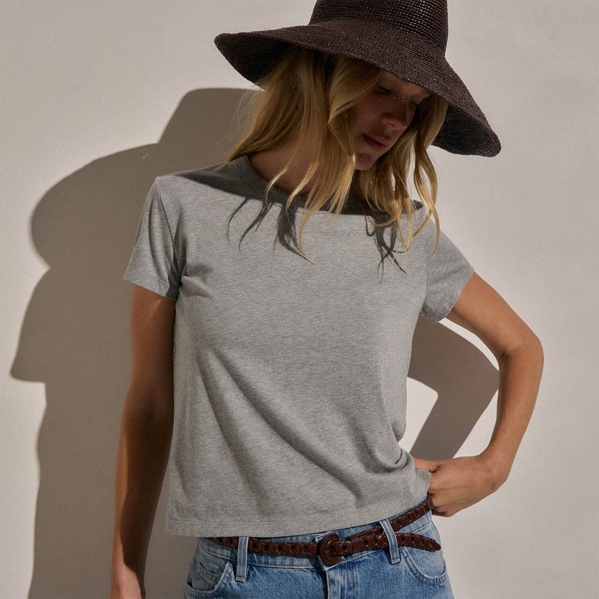Brushed Elevated Jersey Short Sleeve Tee in Heather Grey | James Perse Los Angeles