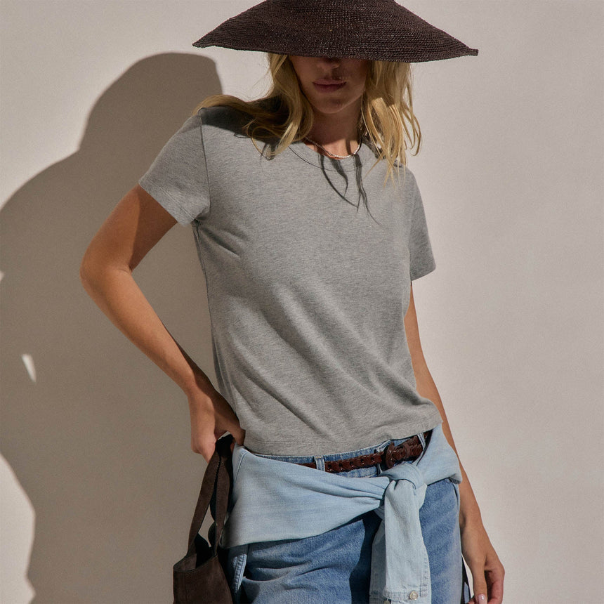Brushed Elevated Jersey Short Sleeve Tee in Heather Grey | James Perse Los Angeles