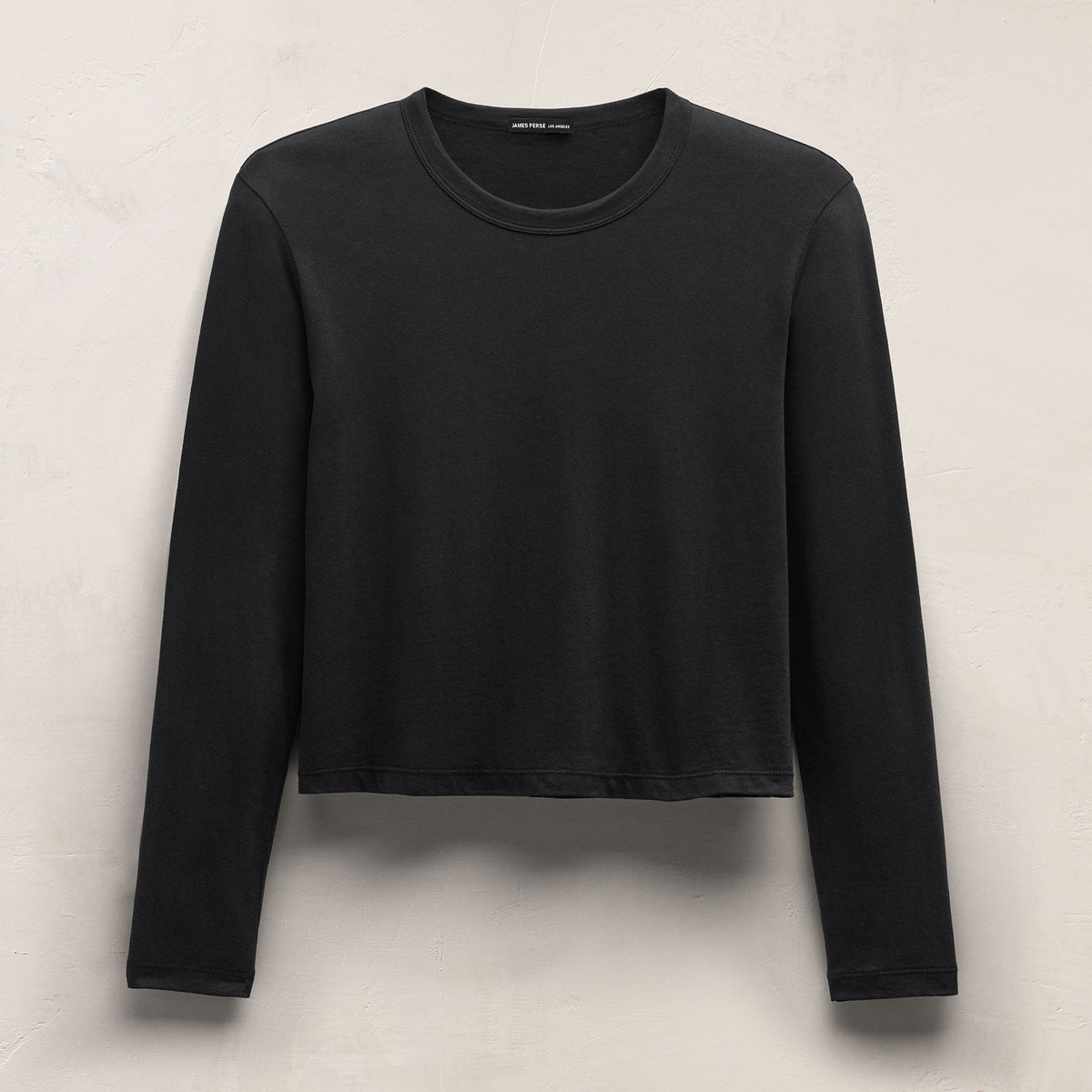 Brushed Elevated Jersey Long Sleeve Tee in Black | James Perse Los Angeles