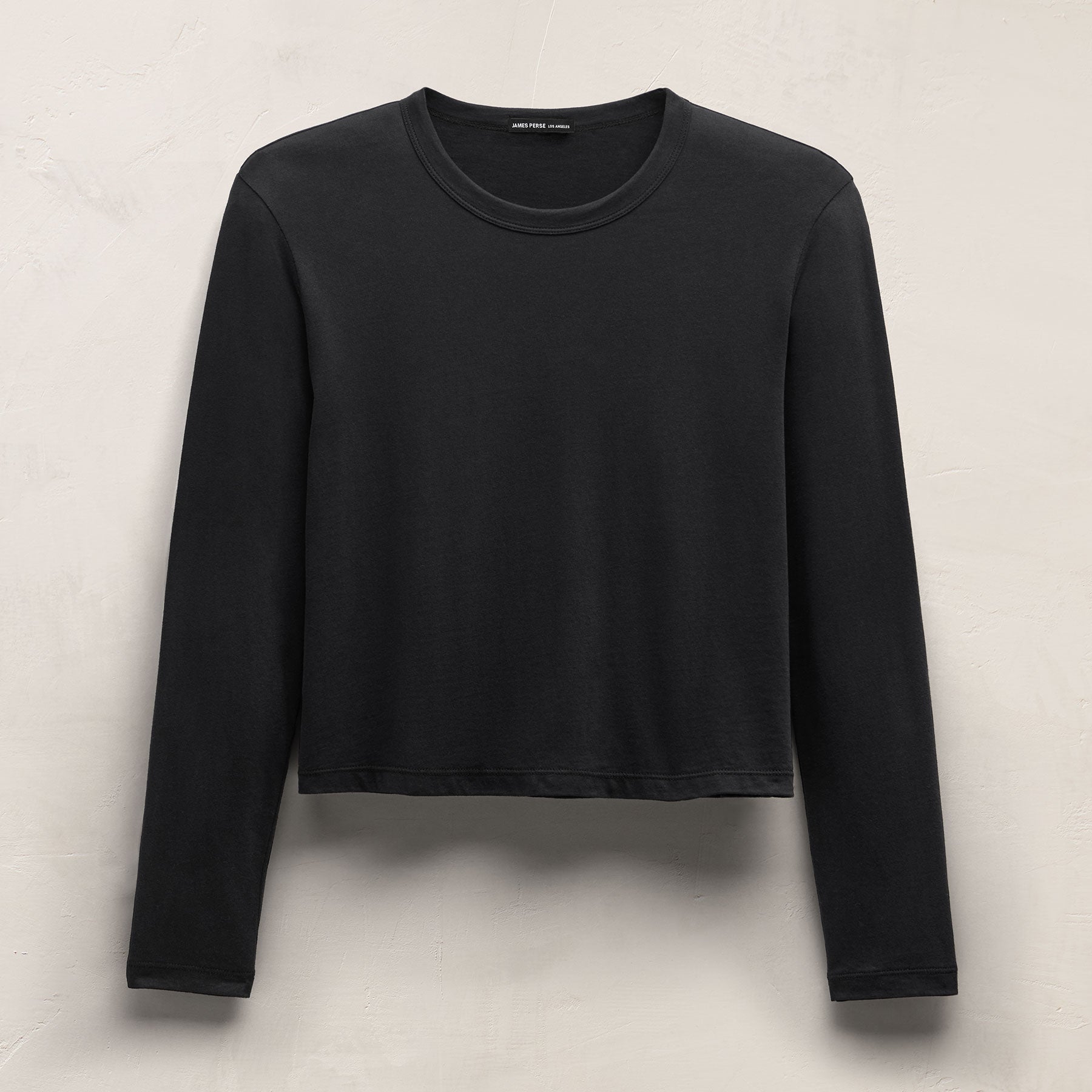 Brushed Elevated Jersey Long Sleeve Tee in Black | James Perse Los Angeles