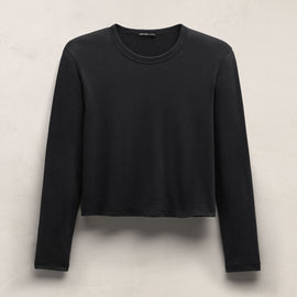 Brushed Elevated Jersey Long Sleeve Tee in Black | James Perse Los Angeles