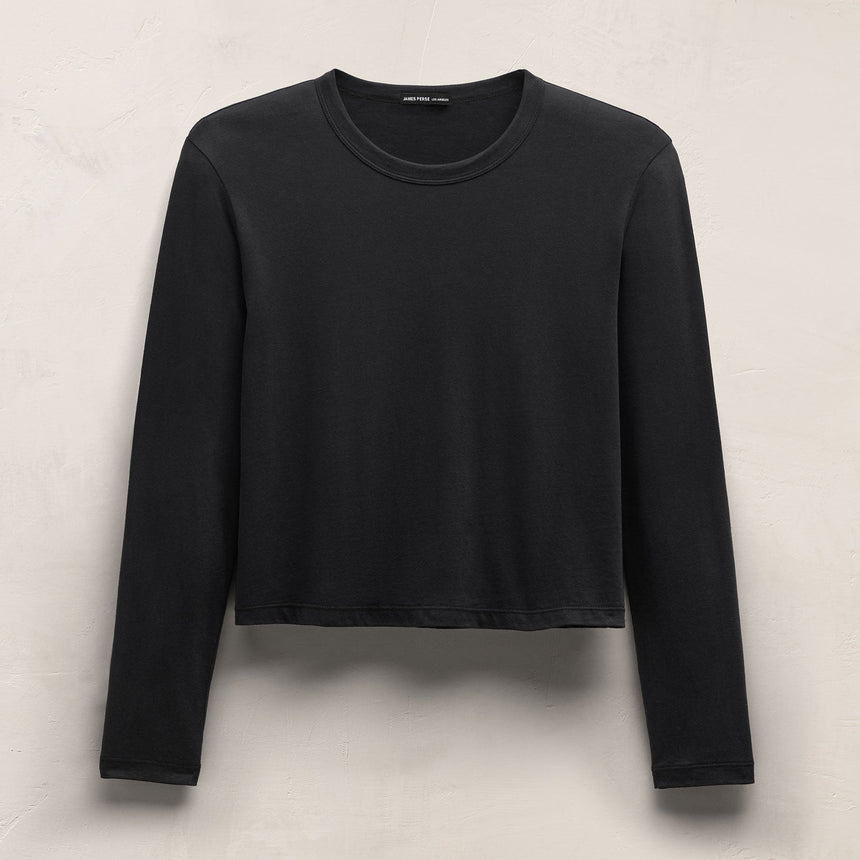 Brushed Elevated Jersey Long Sleeve Tee in Black | James Perse Los Angeles