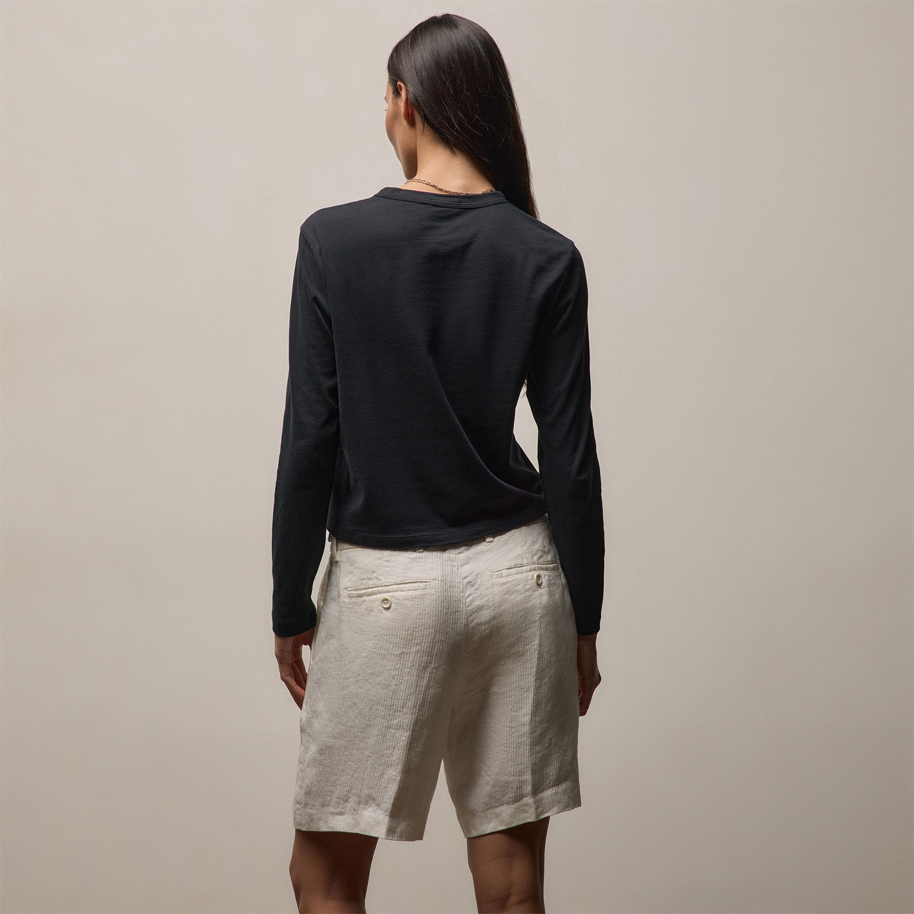 Brushed Elevated Jersey Long Sleeve Tee - Black | James Perse Los