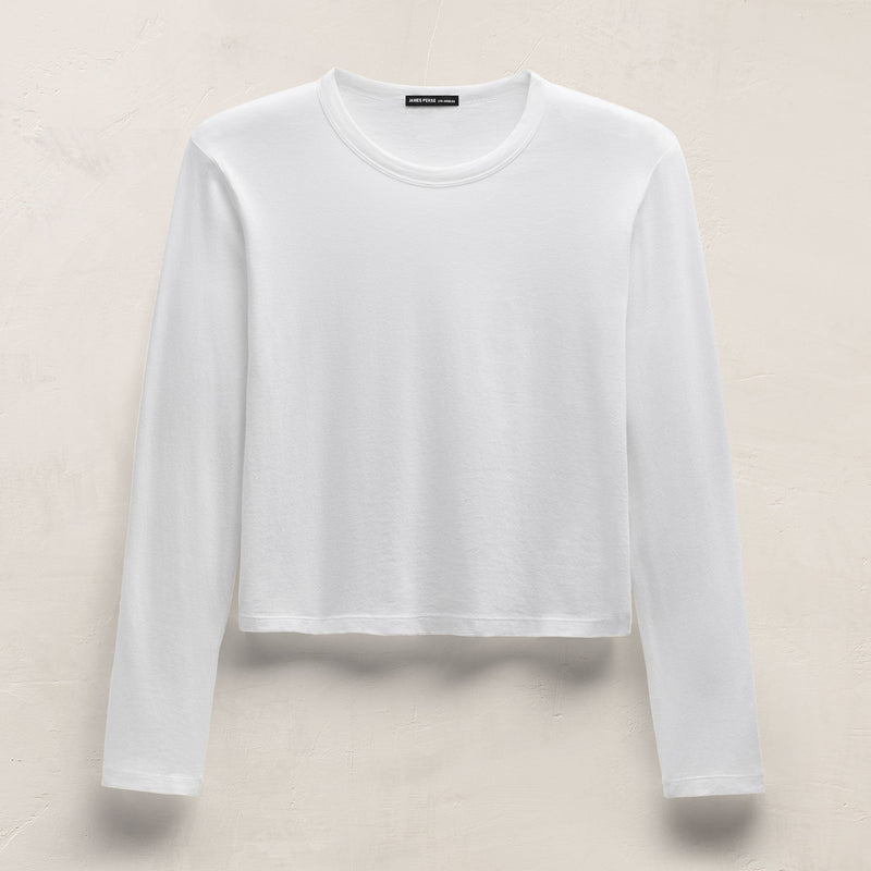 Brushed Elevated Jersey Long Sleeve Tee in White | James Perse Los Angeles