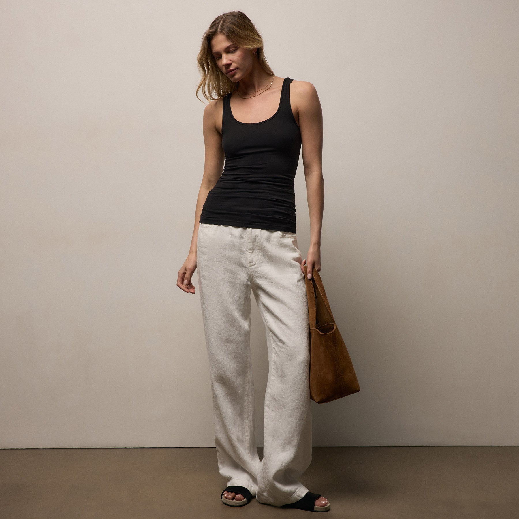 Long Jersey Tank in Black | James Perse Los Angeles