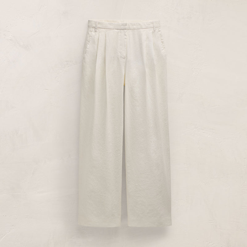 Linen Cotton Pleated Trouser in Off White | James Perse Los Angeles