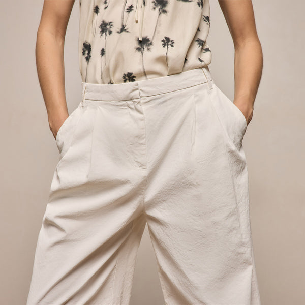 Linen Cotton Pleated Trouser in Off White | James Perse Los Angeles