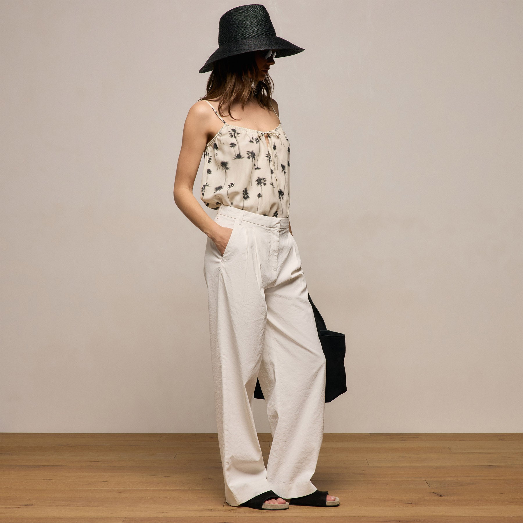 Linen Cotton Pleated Trouser in Off White | James Perse Los Angeles