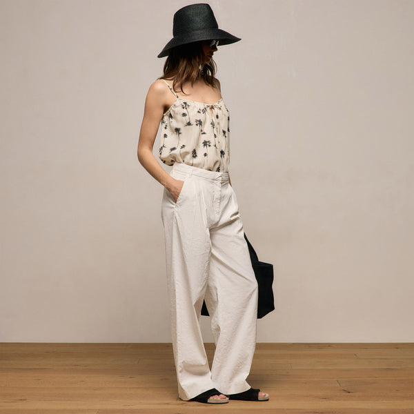Linen Cotton Pleated Trouser in Off White | James Perse Los Angeles