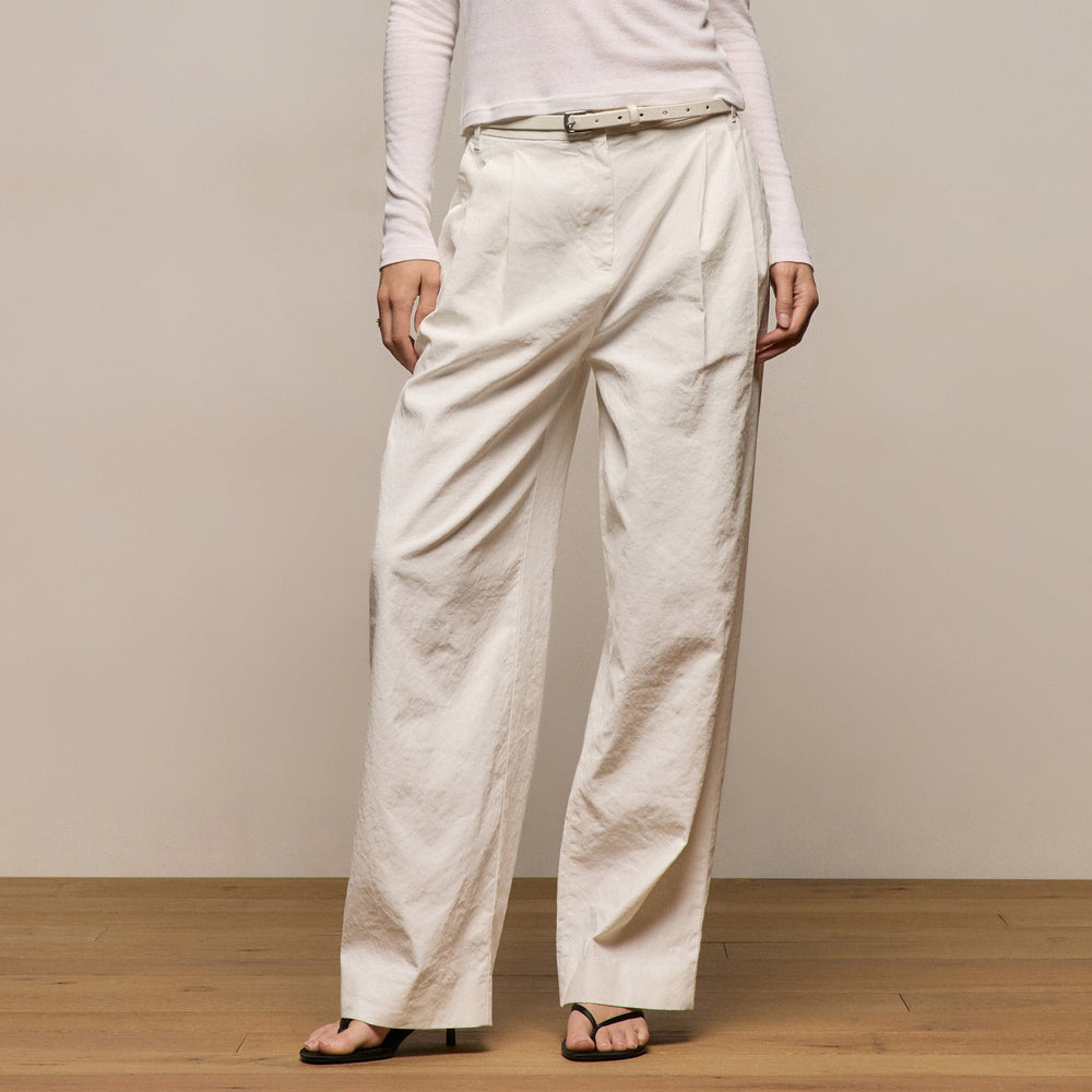 Linen Cotton Pleated Trouser in Off White | James Perse Los Angeles