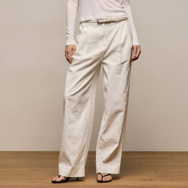 Linen Cotton Pleated Trouser in Off White | James Perse Los Angeles