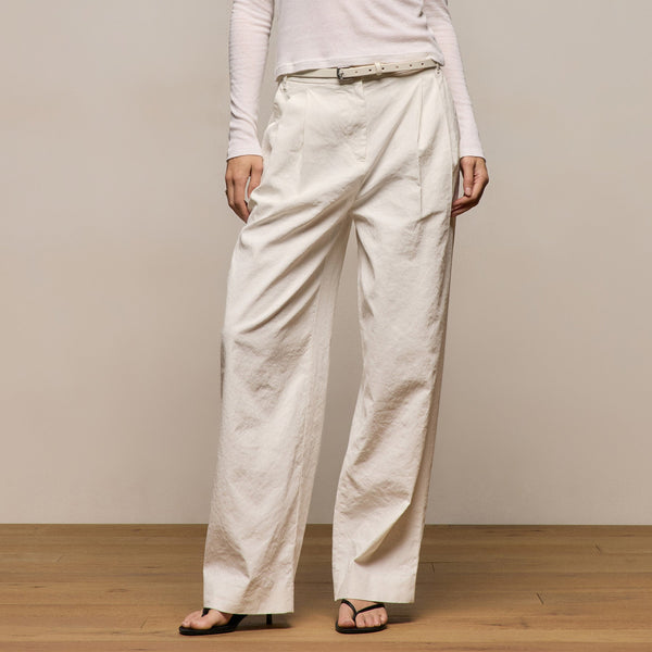Linen Cotton Pleated Trouser in Off White | James Perse Los Angeles