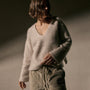Fuzzy Cashmere Vneck in Pearl | James Perse Los Angeles