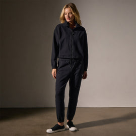 Matte Scuba Full Zip  in Black | James Perse Los Angeles