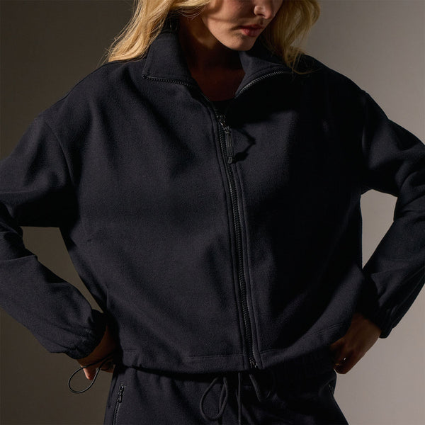 Matte Scuba Full Zip  in Black | James Perse Los Angeles